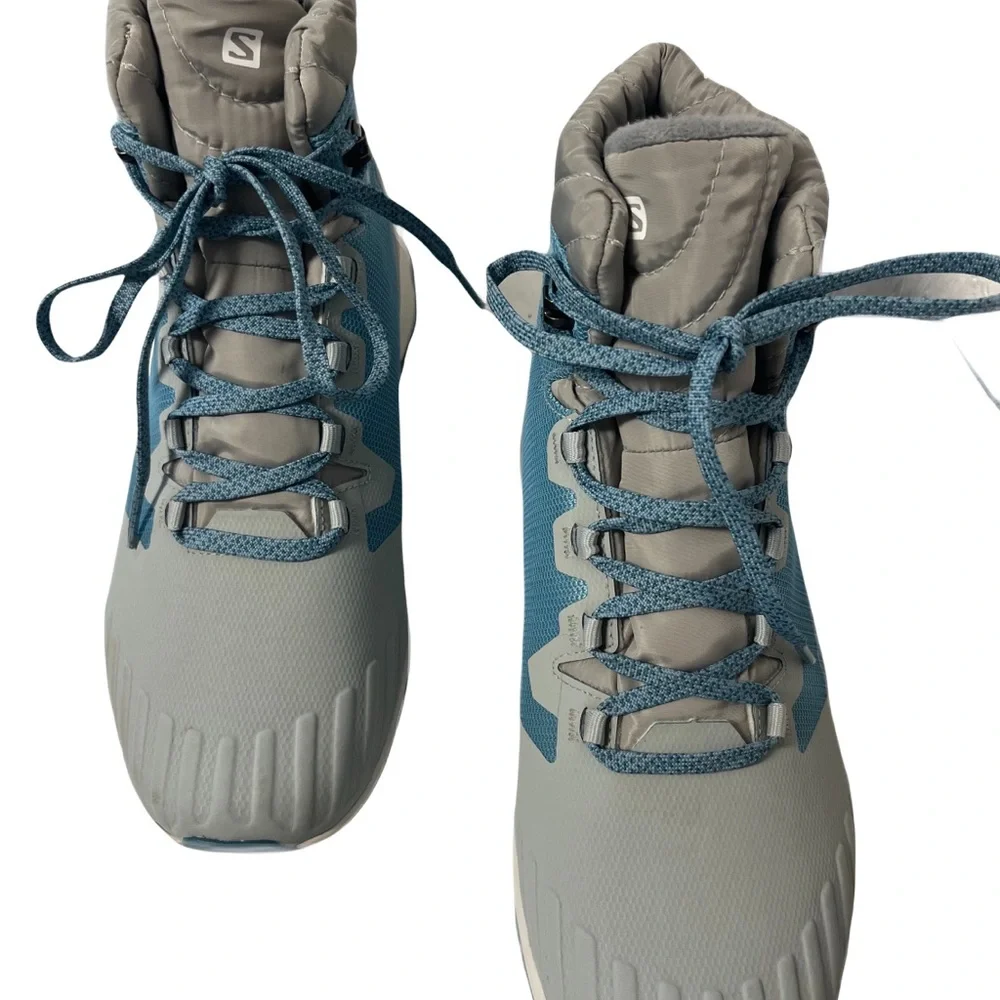 Salomon Woman's Vaya Blaze Blue Gray Mid-Top Hiking Waterproof Winter Boots SZ 7 - Picture 2 of 13